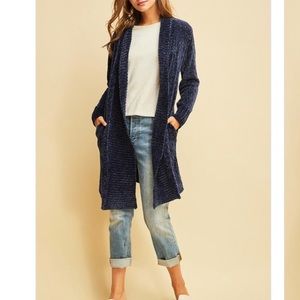 LAST Royal Blue Long super soft chenille cardigan